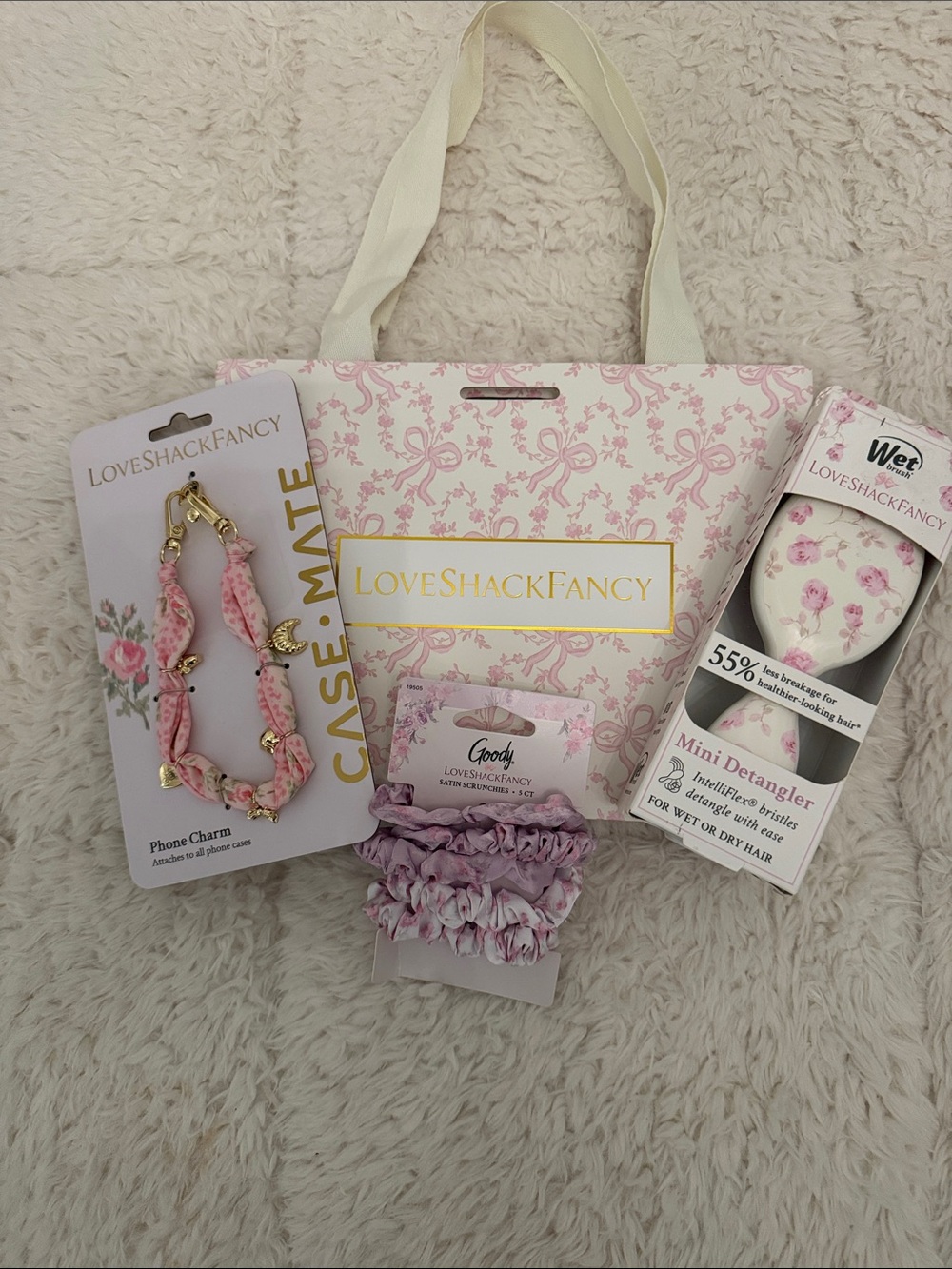 LoveShackFancy pink & lavender matching accessories bundle plus shopping bag!